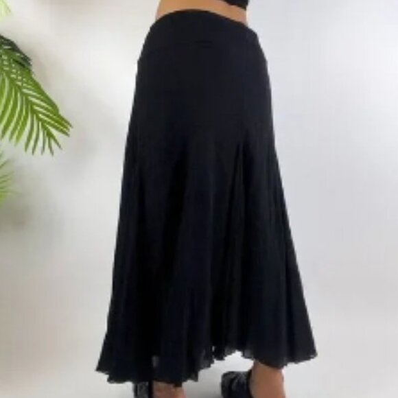 Ruby Rd. Gauze Swing Skirt Midi Length Black Elastic Waist Size 10 P - Picture 4 of 11